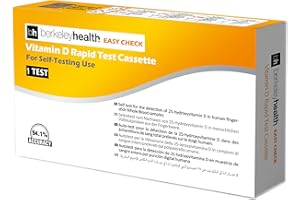BERKELEY HEALTH Détecter la 25-Hydroxyvitamine D dans le sang total humain par prélèvement capillaire au bout du doigt | Rapide et précis à 94,1 % | Kit pour autotest facile à suivre | 1 test