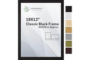 FRAMANEX Modern Dome Shape Frames | Black Colour 18X12 Picture Photo Poster Frames | 12X18 Inch Rectangle Picture Frame | Beautify Your Walls with SD Mold Wood Finish Photo Frame