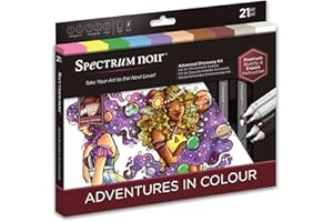 CRAFTER'S COMPANION Premium Adult Colouring & Art Sets - Complete Kit Includes Alcohol Ink Colouring Pens, Art Liners, Printed Art Sheets & How to Guide by Pro Artist - Adventures in Colour Discovery Kit By Spectrum Noir