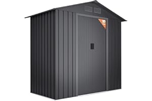 Wasabi - Caseta Metálica de Jardín 2,57m2 Light Anthracite – 4 Rejillas Anticondensación - Puerta Corredera Doble – Techo a Dos Aguas - Cobertizo de Metal Almacenaje Exterior – 196x131x196cm