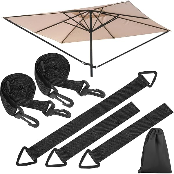 Lot De 6 Sangles De Fixation Pour Parasol - Velcro Réglable, 2.5x60 Cm, Nylon, Jardin, Terrasse, Plage
