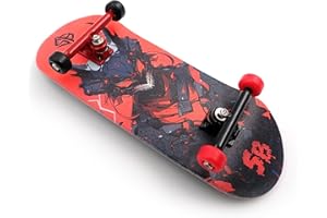 SPITBOARDS Planche à doigts en bois de 34 mm, entièrement pré-assemblée, bois 5 couches, trucks Pro avec écrous de verrouillage, roues de roulement CNC, graphiques réels, bande antidérapante en mousse