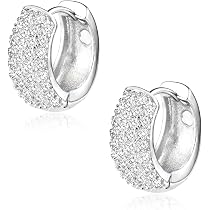 ORAZIO Orecchini A Bottone In Argento 925 Con Zirconi Cubici, Alone Di Pietre, Rotondi, 7,5 Mm, Ipoallergenici, Regalo Per Donna