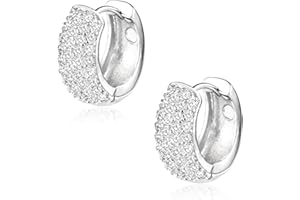 ALEXCRAFT Orecchini Donna Argento 925 a Cerchio Oro Placcato 14K/ Oro Bianco Cerchietti Piccoli con Confezione