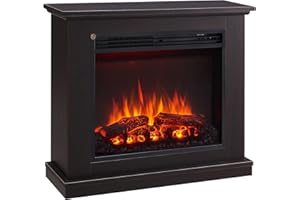 CrownFlame Phanos Camino Elettrico da terra,Caminetto Elettrico con Riscaldamento 1000/2000 W, Effetto Fiamma realistico in 3D, Controllo remoto, Timer, Termostato - marrone scuro