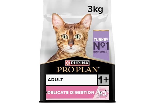 PURINA PRO PLAN | Adult DELICATE DIGESTION | Aliment Complet pour Chat Adulte | Favorise un système digestif sain | Croquettes | A la Dinde | Sac | 3 Kg