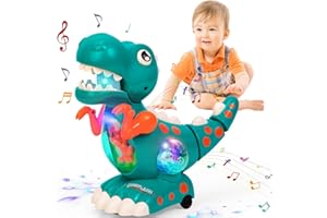 Thedttoy Baby Toys Musical Light Crawling Walking Dinosaur for Boys Girls,Baby Musical Toy Sound Toys Birthday Present Dino Gifts for Kids Toddler(Green)