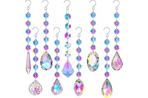 FAURAPMNG 9 Pieces Sun Catchers, Colorful Crystals Suncatcher Prisms Hanging for Window Crystal Ball Prism Rainbow Maker Pendants for Home Office Wedding Party Garden Christmas Tree Decoration