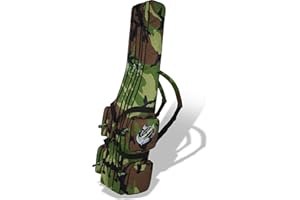 ‎NORMANI Rutentasche Rod Case Angelkoffer Futteral mit 3 Ruten-Fächern, Verschiedene Längen wählbar - stark wasserabweisender Fishing Rucksack