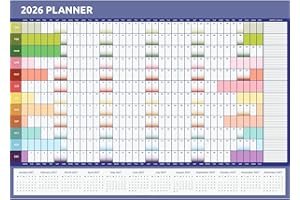 Evelay 2026 Wall Planner A3 Size (42cm x29.7cm) Full Year to View Calendar Home Office School Organiser (Rainbow) - Made in UK
