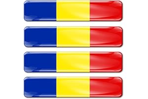 Biomar Labs® 4 x 3D Silicone Adesivi Resinati Bandiera Nazionale della Romania per Auto Moto Finestrìno Scooter Bici Motociclo Tuning F 18