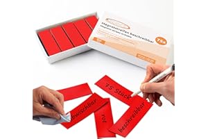 ECENCE 75 Etichette magnetiche scrivibili - 60x20mm Rosso - strisce adesive tagliabili - cartellini magnetici cancellabili - etichette magnetiche per lavagne bianche, frigoriferi, lavagne