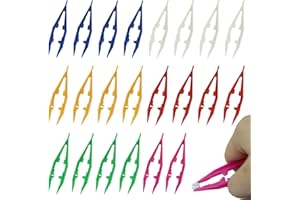 AMANDELIZABE 24 Stück Bügelperlen Pinzette, Mehrfarbig Pinzette Leichte Kunststoff Pinzette für Basteln von Perlen Elektronik Familien Handwerk 10 cm Multifunktional Perlenpinzette für DIY Puzzle Zubehör