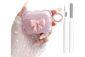 OTOPO Cute AirPods Pro 2/1 Gen Clear Case, Girly 3D Bow Design Soft TPU Protective Shockproof Kawaii Apple iPod Pro 2nd/1st Generation Cover with Cleaner Pen & Keychain Girls Women 2023/2022/2019 - Pink