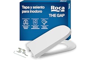 Roca The Gap - Tapa y asiento de Supralit para inodoro de tanque bajo, tapadera de WC original con ajuste perfecto, recambio de tapa de váter resistente, blanco, A80147000B