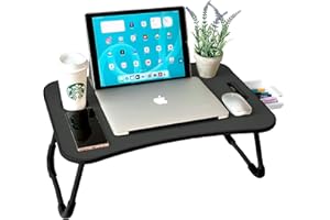 unycos - Vassoio per la Colazione e da Letto【60x40x26 cm】Tavolo Pieghevole con Leggio, Supporto Multifunzionale per Computer Portatile, Tablet, Lavorare, Leggere (Tutto Nero con Cassetto)