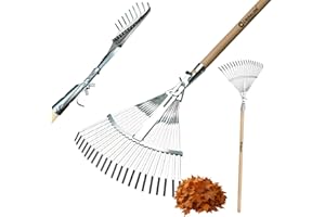 Crisalide®- Rastrello REGOLABILE + MANICO 150cm (faggio), Regolabile in metallo 22 denti