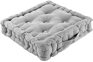 Home Bed & Bath 100% Cotton Booster Cushion Chunky Thick Seat Pads Adults Chair/Armchair/Garden Chair/Dining (Grey, 4 Seats)