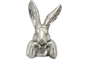 EMNY putziger origineller Osterhase als Büste Hasenkopf als Osterdeko Silber antik glänzend