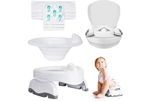 POTETTE PLUS Potette Max 3-in-1 Travel Potty | Award-Winning Compact, Foldable Potty and Toilet Training Seat | Includes x3 Disposable Liners, A Reusable Liner & Carry Bag | White