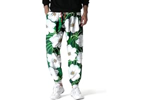 MakingDa Pantaloni Sportivi Uomo Cotone con Coulisse Elastica Lunghi Jogging Stampa Leggeri Larghi Harem Pantaloni Bloomers Dance Beach Yoga Lavoro Casual