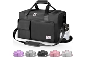 KURT ADLER Gym Bag with Shoes Compartment, 50L Large Capacity, Waterproof Lightweight, Weekend Bags for Gym, Vacation (Black)
