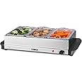 Tower T16150 Buffet Server with 3 x 1.5L Tray Capacity & Adjustable Temperature Controls, Cool Touch Handles, 200W, Stainless Steel