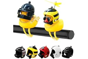 XERTEAM Rubber Duck Bike Bell Set, 2 LED Light Duck + 5 Helmet Accessories, Bike Handlebar Decoration Small Yellow Duck Ornament for Bike Motorcycle Car Decor