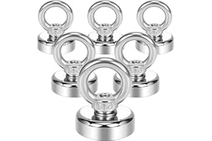 Wukong 19KG Crochet Aimanté Neodyme, 6 Pièces Porte Manteau Aimanté Puissants, 25mm Aimant Crochet Magnetique Puissant, Oeillets Aimants Crochet pour Cuisine, Réfrigérateur et Garage