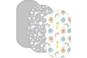 ‎BIMOCOSY Bimocosy 3er Spannbettlaken Bettlaken Bettwäsche mit Tier Sternhimmel Print Matratzenschoner Laufgitter für Moseskörbe Babybett Oeko-TEX, 80x40cm