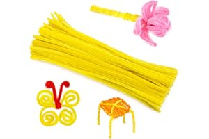 RAMLUR 100 Pcs Pipe Cleaners Chenille Stems, Yellow Pipe Cleaners, Pipe Cleaners Craft Supplies for DIY, Arts and Crafts Project Decoration