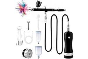 LIEBERWELL Airbrush Set mit Kompressor, Handheld Schnurloses Mini Wiederaufladbare Air Brush Kit, Tragbare Dual-Action-Airbrush für Malen, Tattoo, Nail Art, Mode, Make-up, Kuchendekoration, Barber (B)