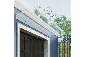 ZLOVNE Garden Pensilina da Esterno Tettoia per Porta e Ingresso,Tettoia in Policarbonato Trasparente Spessore 3.5 Mm,Antipioggia Tendalino per Finestra Facile da Installare (50x120cm/20"x47")