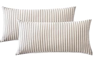 ‎SOULFUL SOULFUL Kissenbezüge 40x80 Baumwolle Gestreift, Jacquard Gewaschene Baumwolle Boho Kissenbezüge öKotex Zertifiziert mit Reißverschluss-Braun
