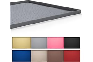 Hubulk Dog Feeding Mat,100% Waterproof Food Grade Silicone Pet Food and Water Bowl Placemat,Dishwasher, High Raised Edge to Prevent Spills,Nonslip Tray to Stop Messes on Floor (19"x12"x0.5", Grey)