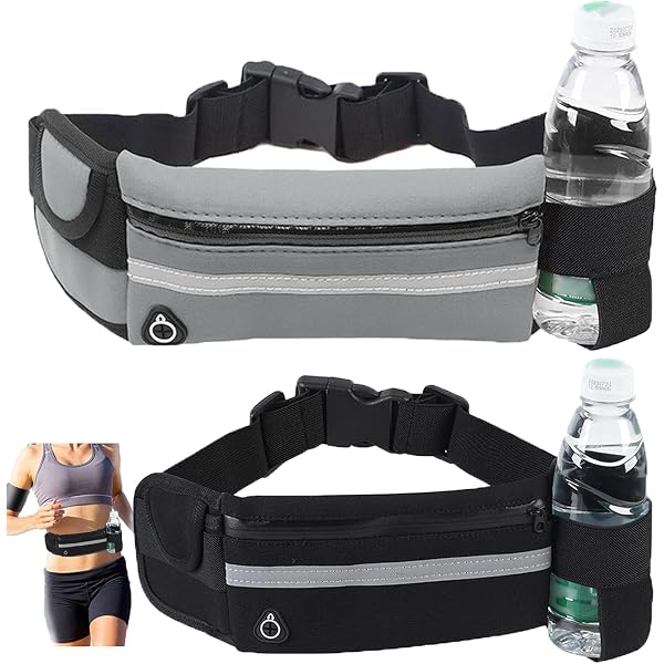 Ceinture De Course Running Belt Avec Sangle Élastique Réglable - Sac Banane Sport Gris Foncé