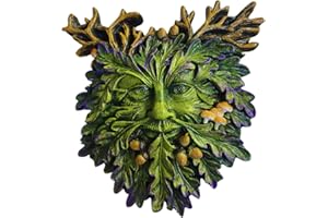 THE ENCHANTED GARDEN BRINGING GARDENS TO LIFE Green Man Wall Plaque – Oakthorn Guardian Resin Garden Ornament – Outdoor Tree Spirit Face – Pagan Celtic Decor for Home or Fence