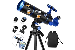 DIANFAN Télescope, 80 mm Ouverture 500 mm Telescope Astronomique Enfant et Adultes, Télescope de Voyage Compact et Portable pour Débutants avec Trépied, Adaptateur pour Téléphone, Sac à Dos et Autocollants