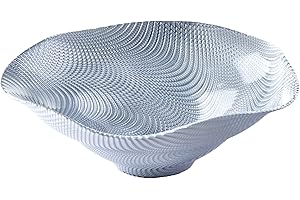 Anton Studio Designs - Decorative Bowl - Large Table Decoration Bowl - 35 x 35 x 1.25cm - Decorative Glass Bowl for Home Decor - Vortex Platinum