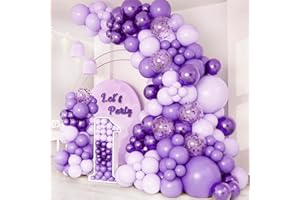FLETORIN Decorazioni Compleanno 107 Pezzi, Arco Palloncini Viola, Taglie 18 12 10 5 pollici Palloncini Arco Kit Per Feste Compleanno, Baby Shower, Matrimonio, Laurea, Battesimo Bambino Addobbi