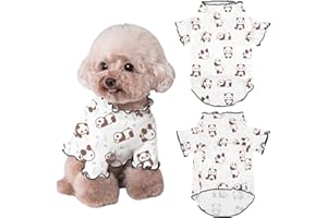 Yoolhamy Abbigliamento per cani di piccola taglia Chihuahua, maglietta estiva e autunnale con stampa panda, camicie elasticizzate, maglioni per barboncini Schnauzer Shih Tzu Yorkie (marrone, M)