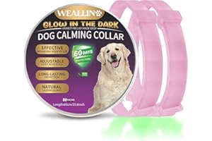 WEALLIN Collare Calmante per Cani, Si Illumina al Buio Anti-Ansia Collare Calmo per Cani, Regolabili e Impermeabile 60 Giorni Collare Calmante per Cuccioli Cani di Grossa Taglia(2pz, Rosa