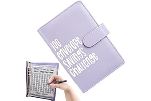 FOVOLAT 100 Envelope Challenge Binder, Savings Book with Cash Envelopes, A5 Budget Book Easy to Save $5,050, Cash Envelope Wallet for Budgeting and Saving Money