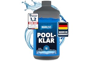 AGUALEVE® Poolklar 1l *NEU* – Kristallklar 2.0 Formel für perfektes Poolwasser – Pools, Whirlpools, Planschbecken – Markenqualität Made in Germany – für 200.000 Poolwasser – mit Note 1,2 getestet