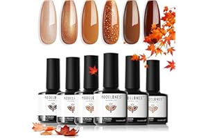 Modelones Vernis Semi Permanent, Vernis Gel Uv Semi Permanent Hiver 6 Couleurs Marron Rot Orangé Pailleté, Kit Vernis à Ongles Gel pour Saint-Valentin Nail Art Soak Off Gel Polish French Manucure