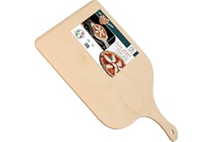 REPLOOD Pala Tagliere Vassoio per Pizza in Legno di Betulla 30 x 42 Cm con Impugnatura