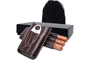 YOOLUAN Zigarrenetui, zigarren etui/zigarren set/zigarrenetui leder/humidor zigarren/reise humidor/3 Halter echtes Leder Zigarrenetui/mit zigarrenschneider,Perfektes Geschenke für Männer (Braun)