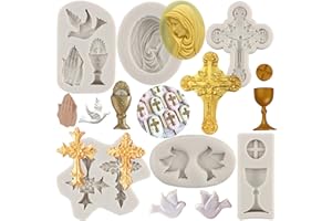 MYPRACS Molde de silicona para comunión y paloma, molde de silicona para fondant, bautizo, fiesta, decoración de tartas, decoración de cupcakes, arcilla polimérica, caramelo, chocolate, pasta de goma,