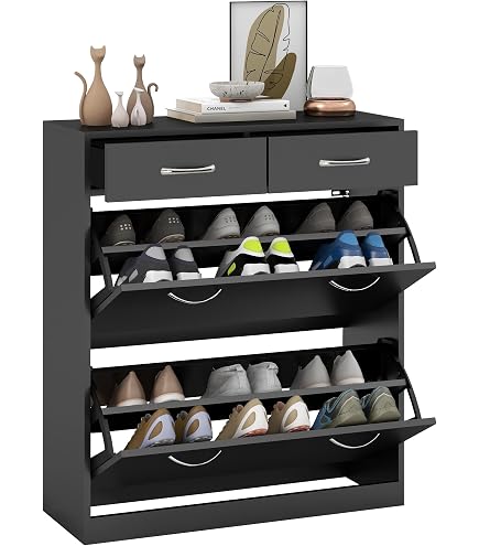 Milani Home Mobile Ingresso OREGON – Design Moderno Con Scarpiera E Porta Borse, Cm 68x35x75, Anta E Ripiani