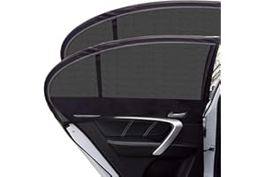 JJSHUND 2 Pcs Pare Soleil Voiture Bébé, Chaussette Voiture Soleil pour Enfants et Animaux, Protection Pare-Soleil Vitres Arrière par Bloquer Les Rayons UV (Noir)(37,4 x 19,68in/95 x 50cm)